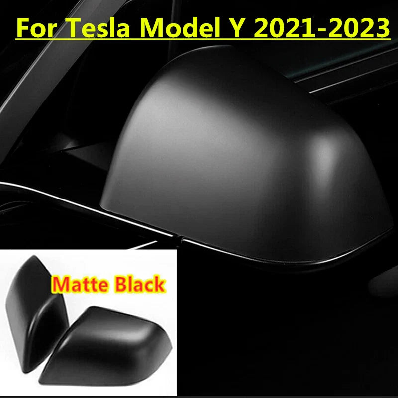 Matte Black Replacement Side Mirror Rearview Cover Cap for Tesla Model Y (21–23)