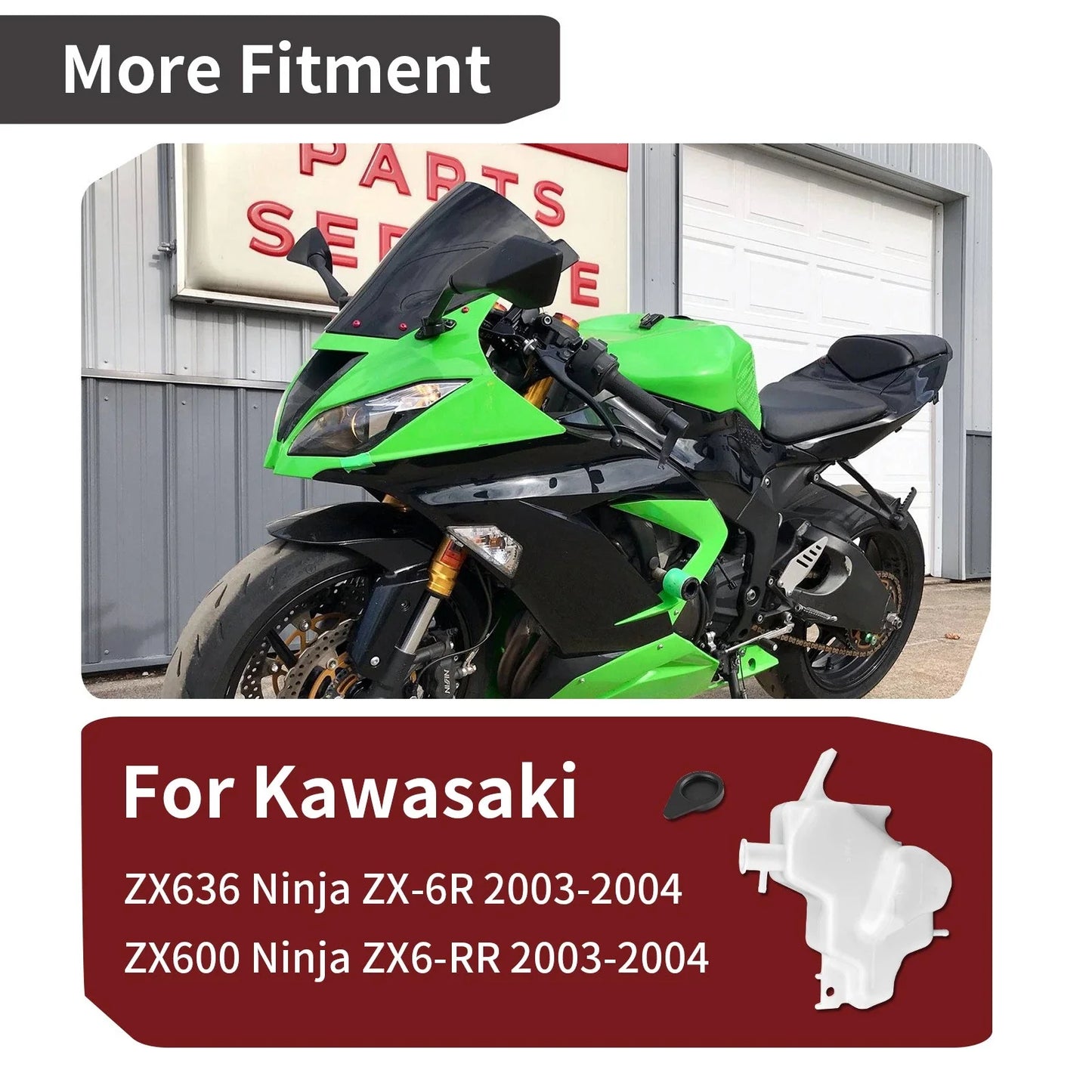 Coolant Reservoir w/ Cap for Kawasaki ZX636 ZX600 Ninja ZX-6R ZX6-RR (2003–2004)