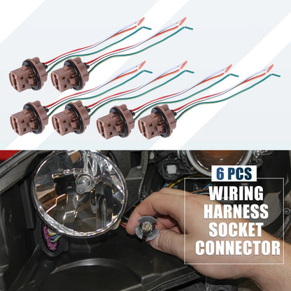 Set of 6 7443 T20 Bulb Socket Harness for Turn Signal Brake Lights