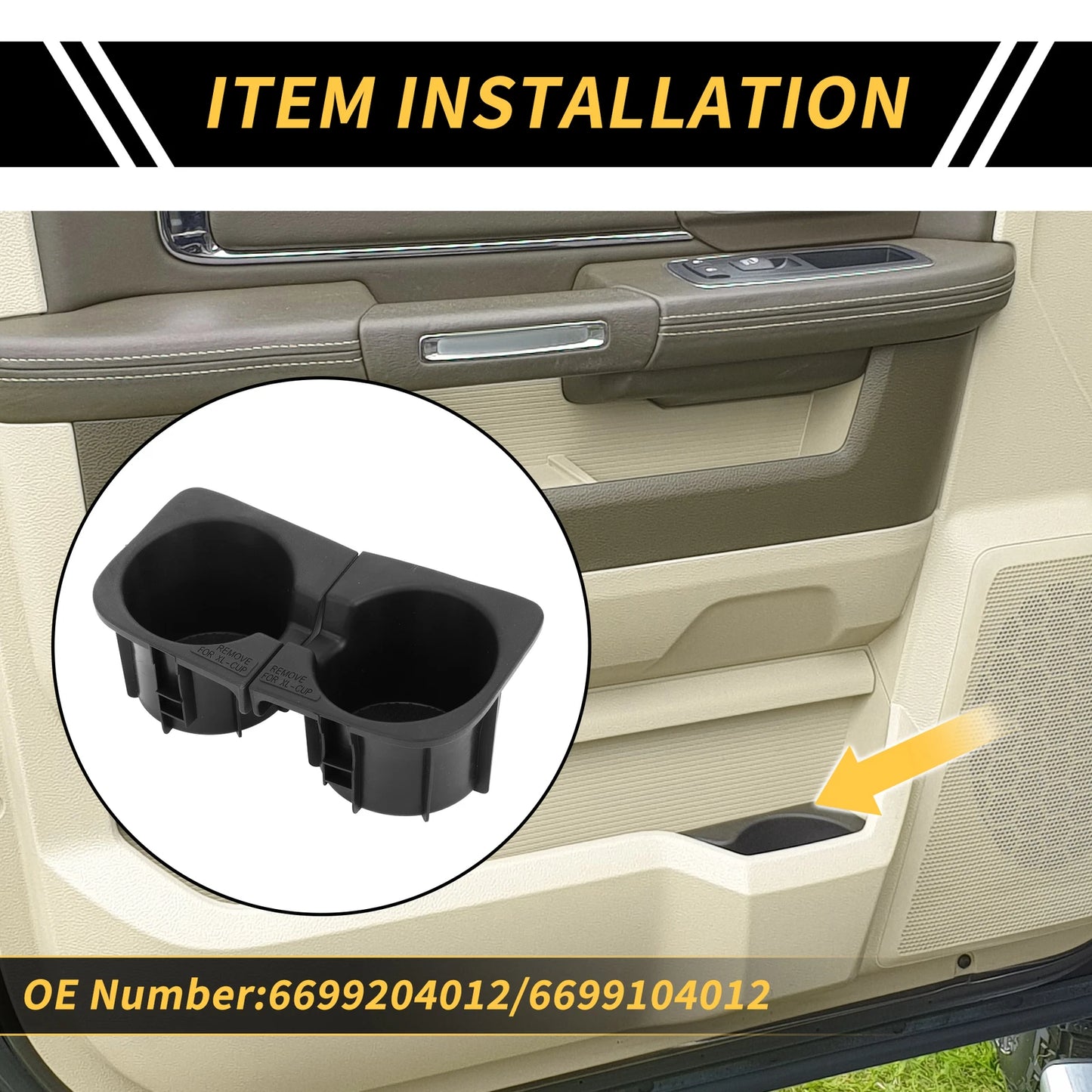 Set of 2 Center Console Cup Holder Inserts for Toyota Tacoma (2010–2015) No. 6699204012 Black