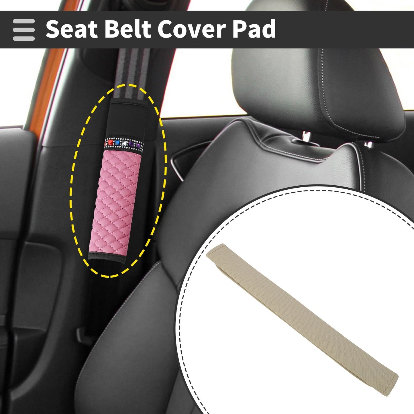 Beige Seat Belt Cover Pad for Pana Leather (1 Pcs)