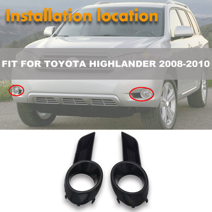 Pair Front Fog Light Covers for Toyota Highlander (2008–2010)