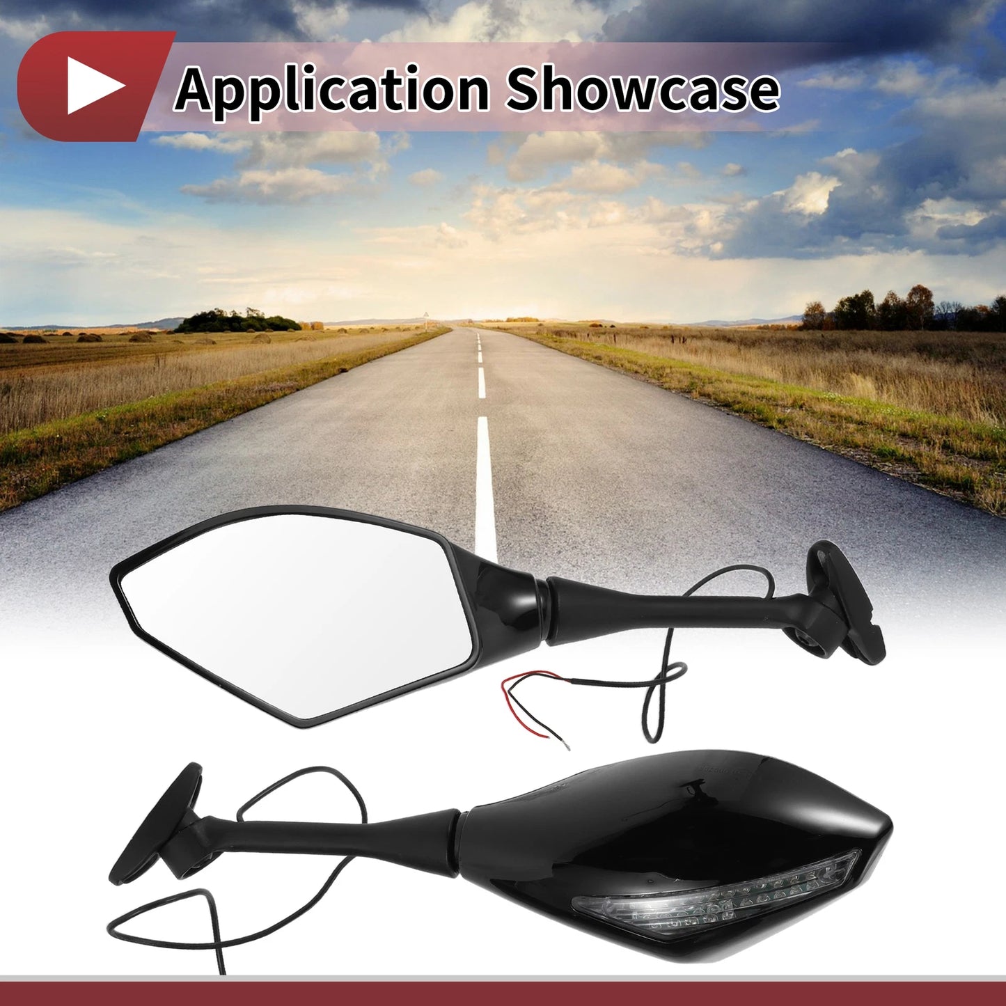 Set of 2 Rear View Mirrors for Honda CBR600RR (2003–2014) Black Aluminum
