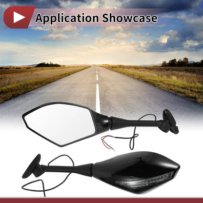 Set of 2 Rear View Mirrors for Honda CBR600RR (2003–2014) Black Aluminum