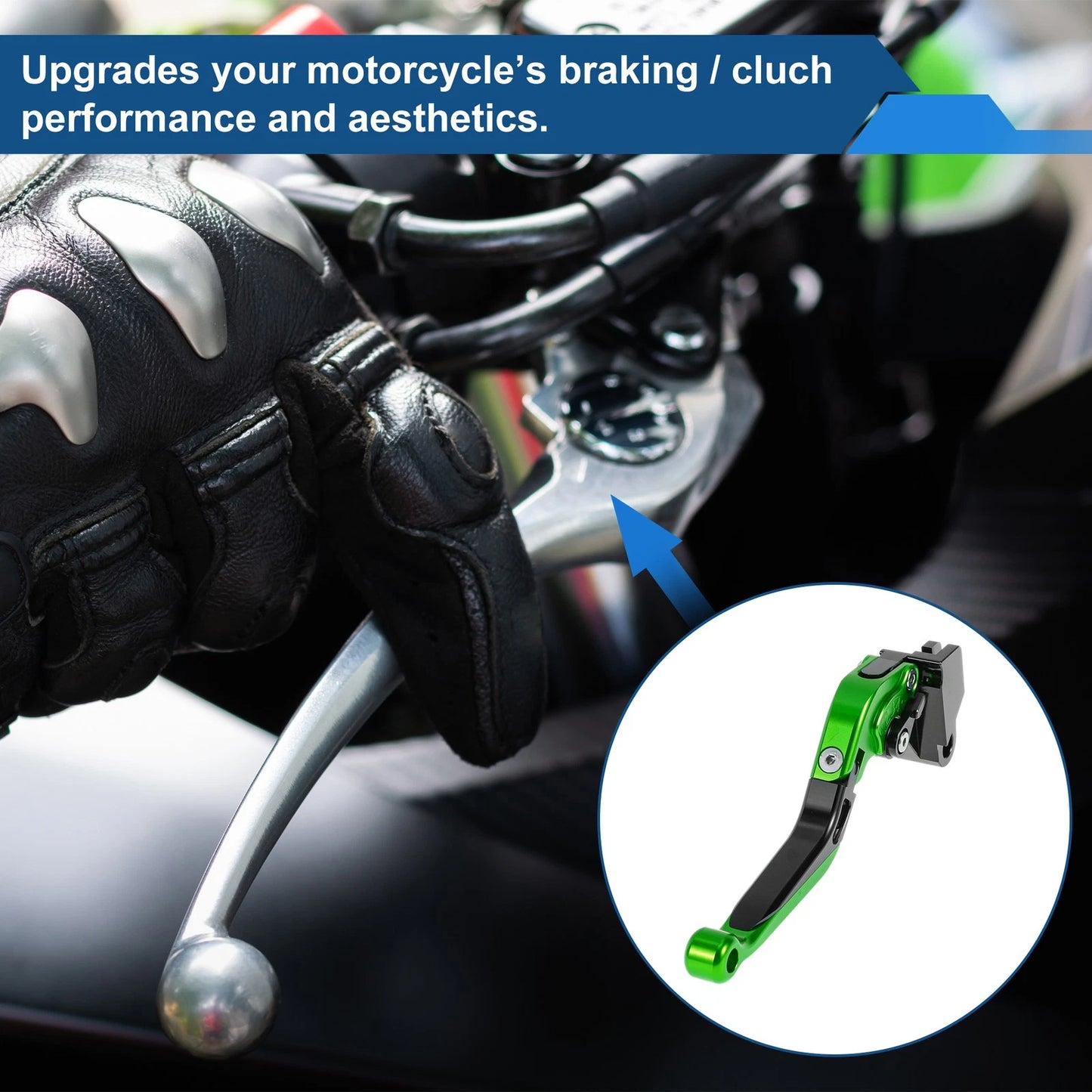 Short Long Brake Clutch Lever for Kawasaki Ninja 650R (2009–2016) Green Black