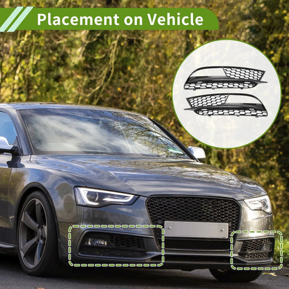 1 Pair Front Fog Light Grill for Audi A5 (2013–2016) No. 8T0807681H/8T0807682H