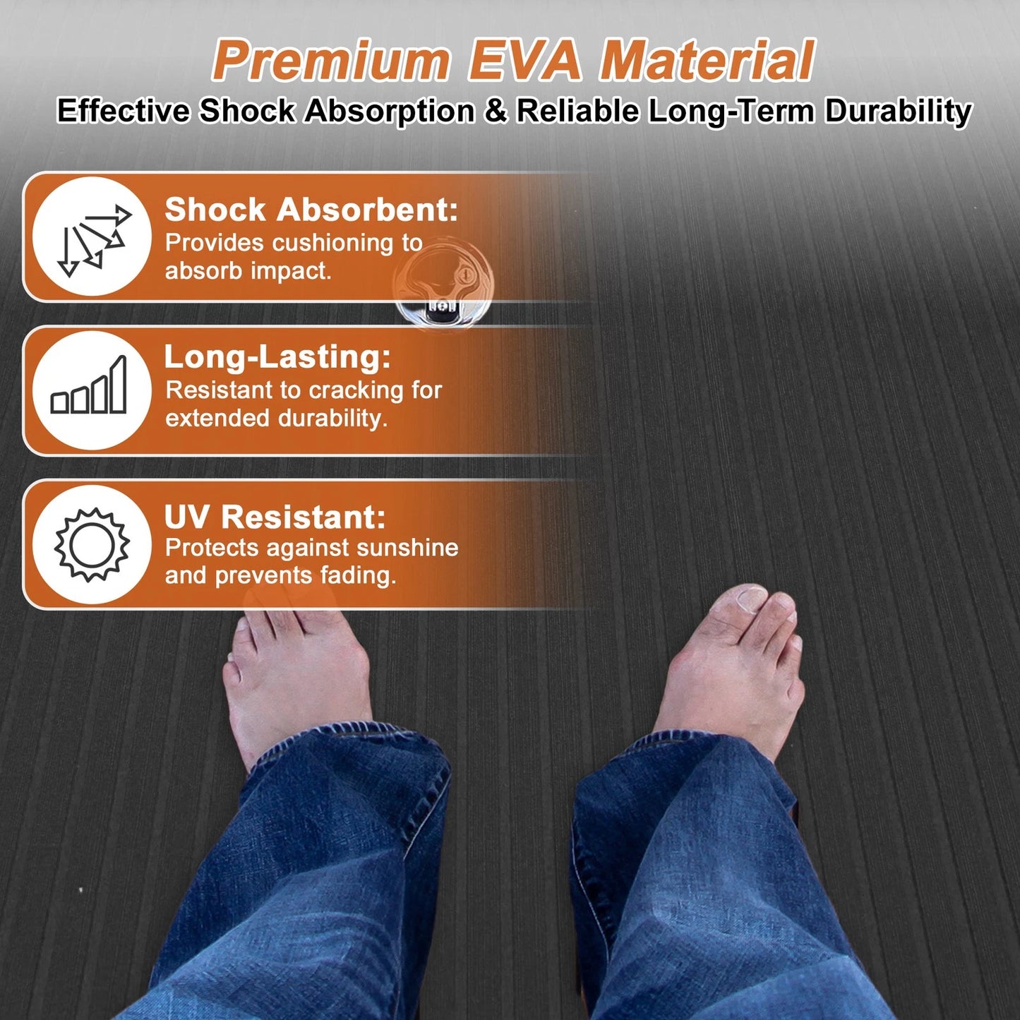 Self-Adhesive EVA Boat Flooring Strip 96.06"L x 39.37"W - Black