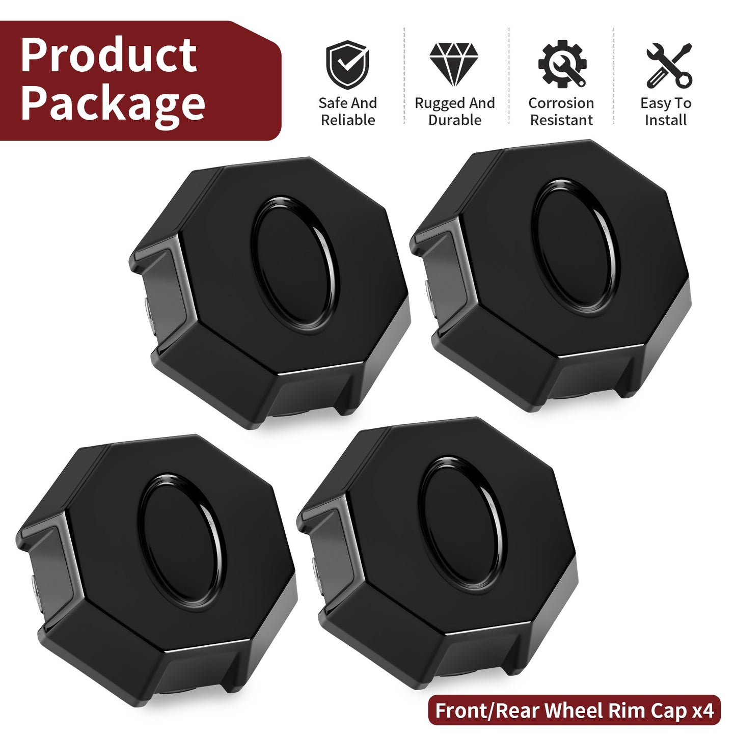 Set of 4 Wheel Rim Caps for Polaris Ranger XP 900 (2013–2019)
