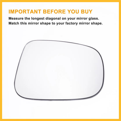 Right Passenger Side Heated White Mirror Glass for Jaguar XE XF (2015–2023)