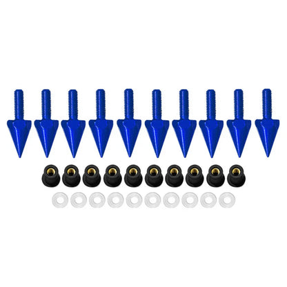 5MM Windshield Spike Bolts for Motorcycle - 10 Pcs Blue