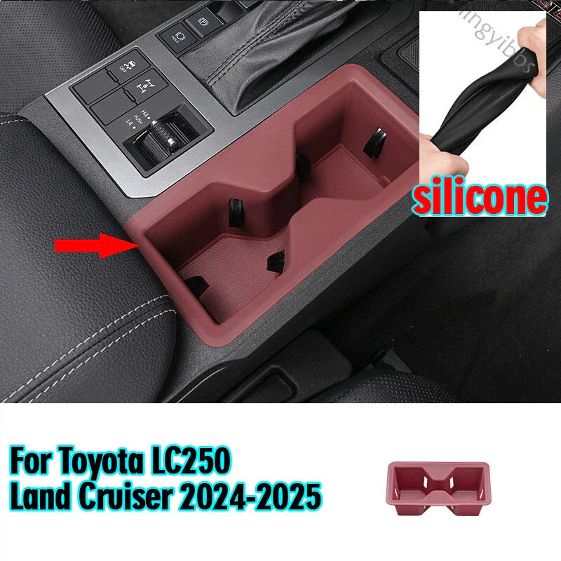 Red Silicone Cup Holder Panel Cover for Toyota LC250 Land Cruiser (2024–25)