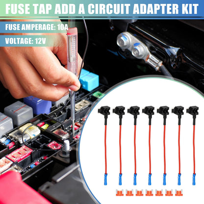 Set of 7 Universal Car Fuse Taps with 10A Low Profile Mini APS Fuses
