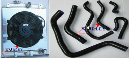 Radiator Shroud Fan + Red Hose for Honda Civic CRX (1992–2000)