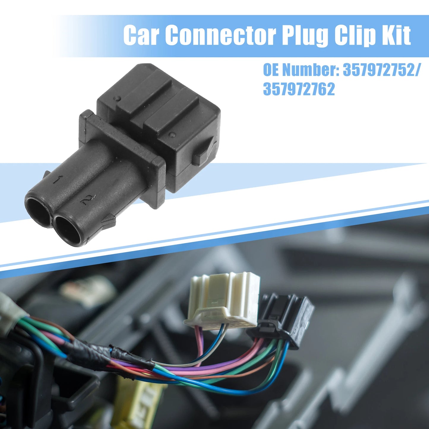 Set of 2 Pin No.357972752 Female 2-Pole Connector for VW Audi