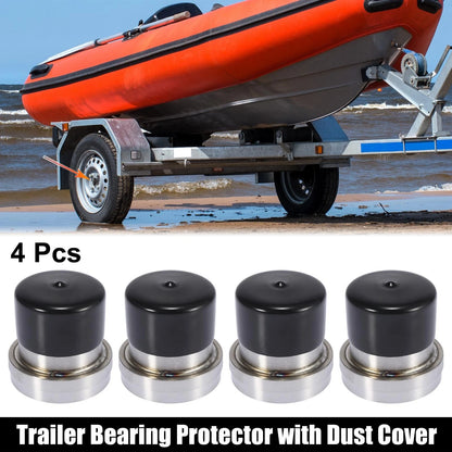 Set of 4 Stainless Steel Boat Trailer Bearings with Grease Dust Cap