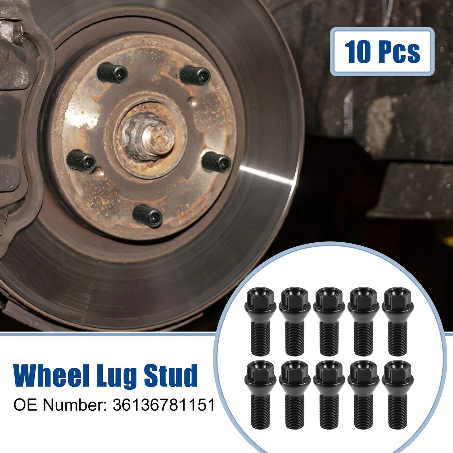10 Pcs M14x1.25 Wheel Lug Bolt Nut for BMW E46 325 E90 (1998–2011) No. 36136781151