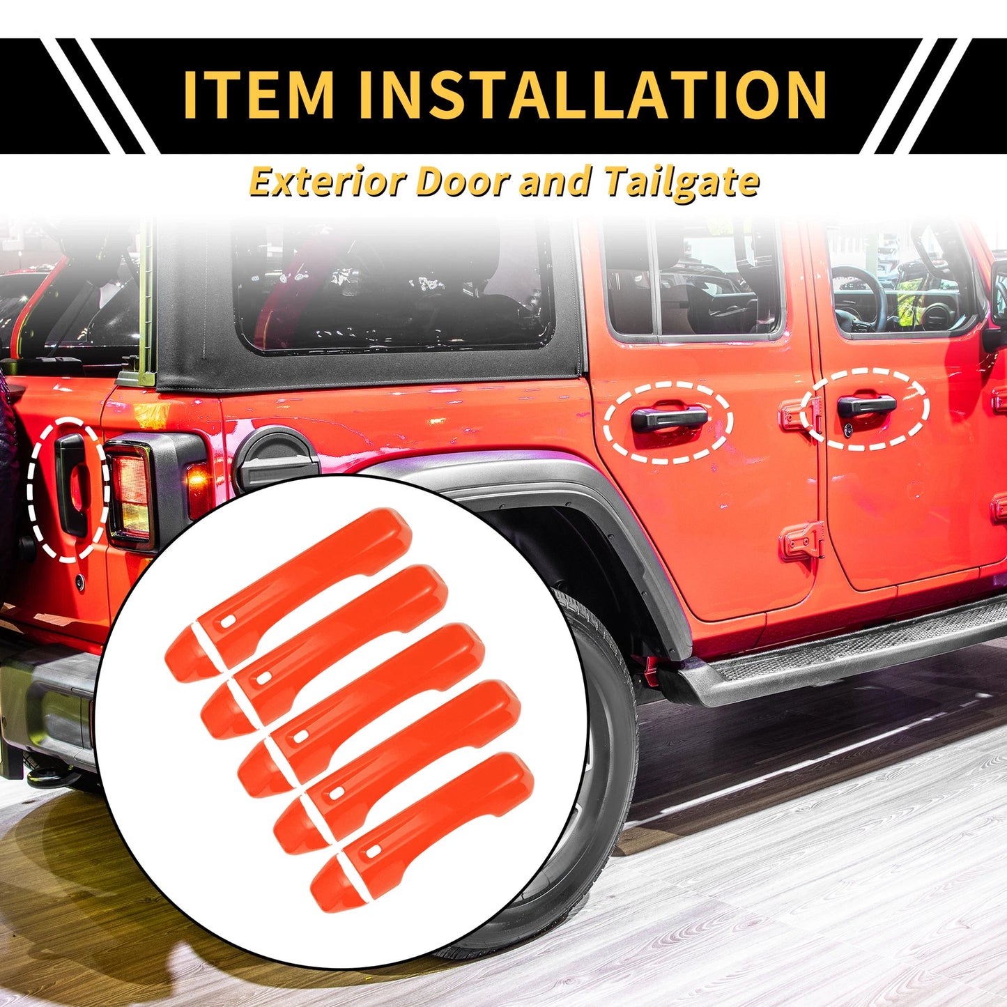Set of 1 Door Tailgate Handle Cover for Jeep Wrangler JL JLU (2018–2022) Orange