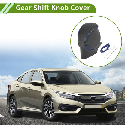 Gear Shift Knob Cover for Honda Civic (2022–2024) Black Blue Faux Leather