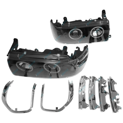 Angel Eyes Projector Headlights w/ LED DRLs Black for Landcruiser 80 Series