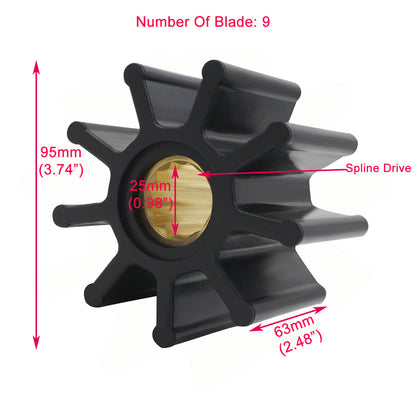 Flexible Impeller Kit for Jabsco Inboard Water Pump (Fits Multiple Models)