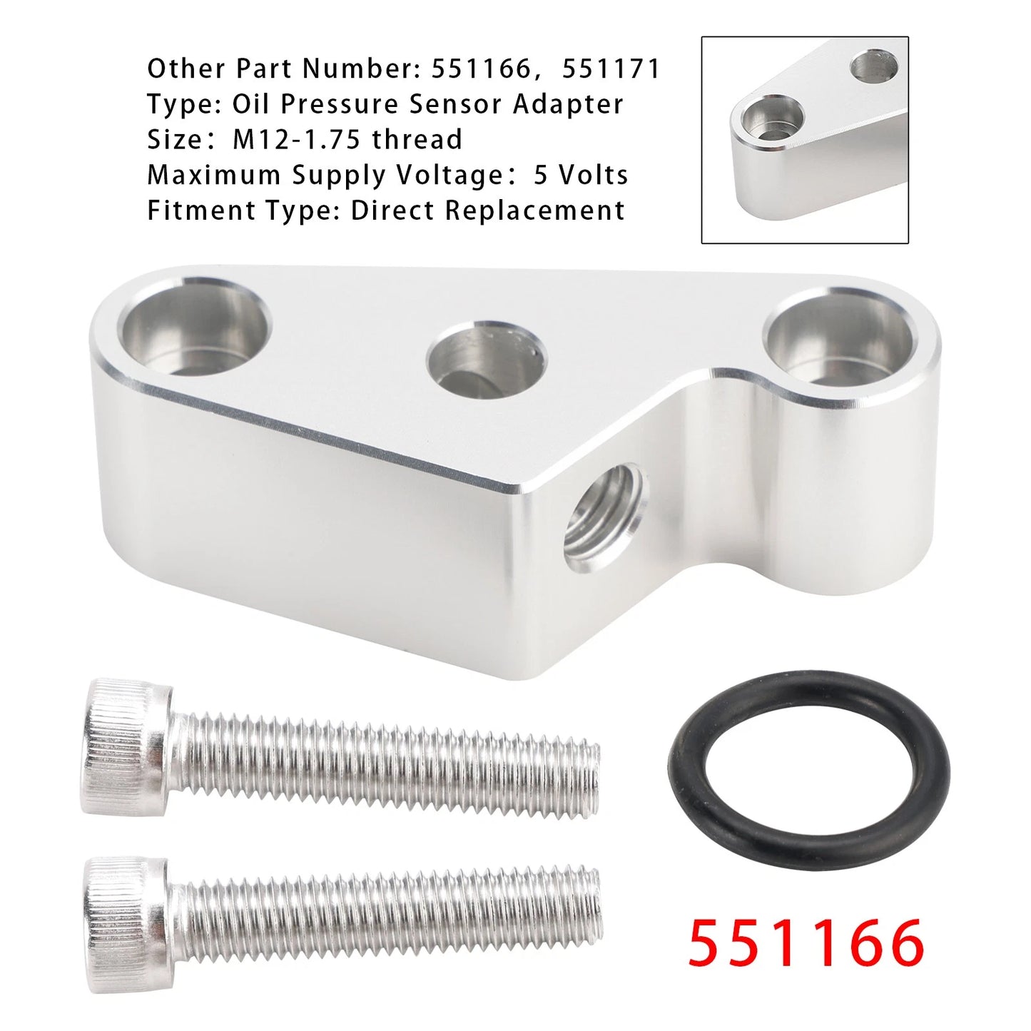Oil Pressure Sensor Adapter Port 551166 for Gen 5 LT Valley Pan (2014–2023)
