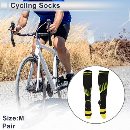 Cycling Socks Size M Shock Absorption High-Cut Yellow
