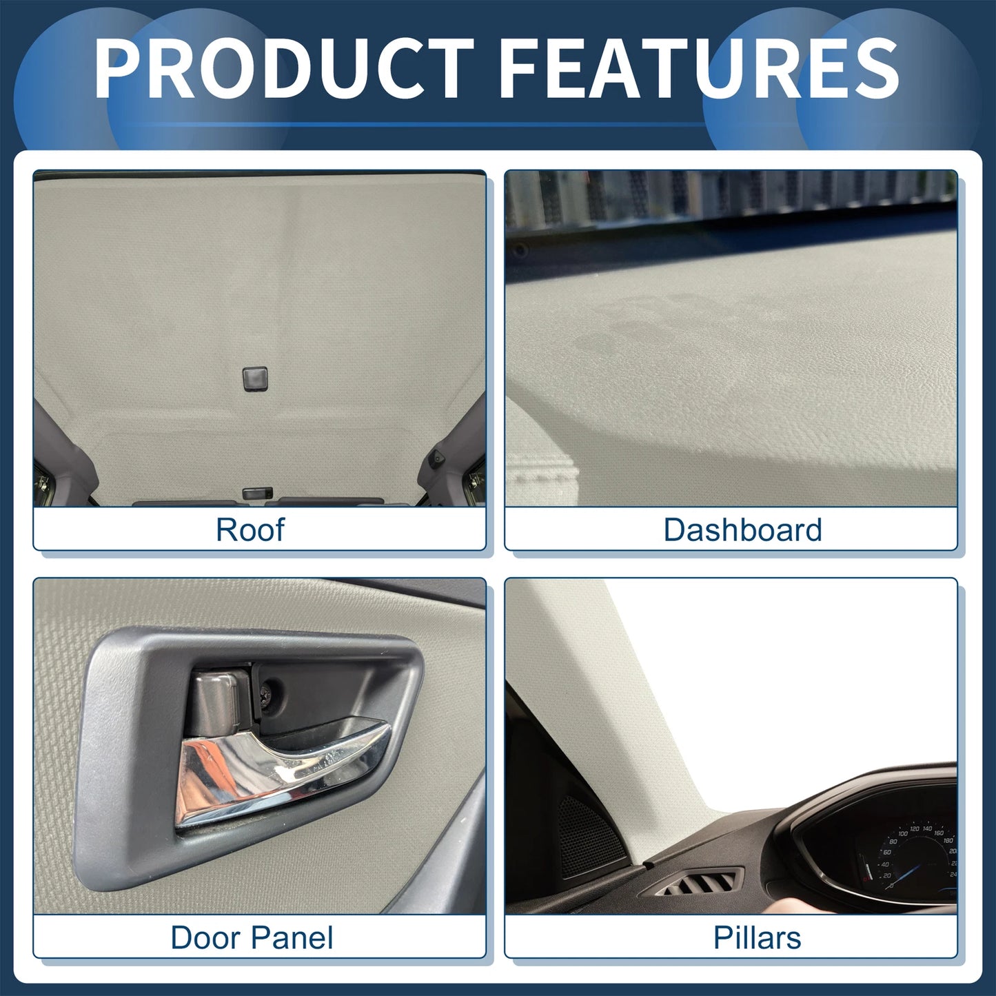 Mesh Fabric Headliner for Car Roof Repair 96"x60" Light Gray
