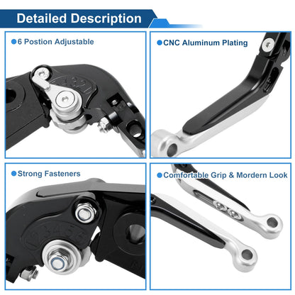 Short Long Brake Clutch Lever for Kawasaki ZX7R/ZX7RR (1989–2003) Black Silver