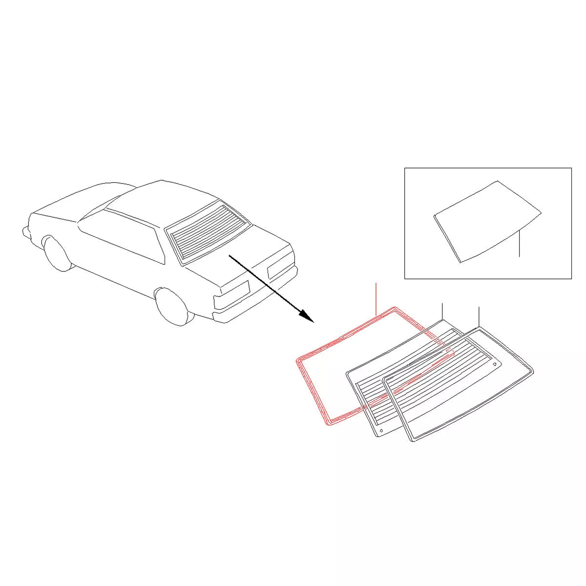 Rear Windshield Rubber with Channel for Datsun Nissan Sunny Sentra B11 Tsuru 1982-1990