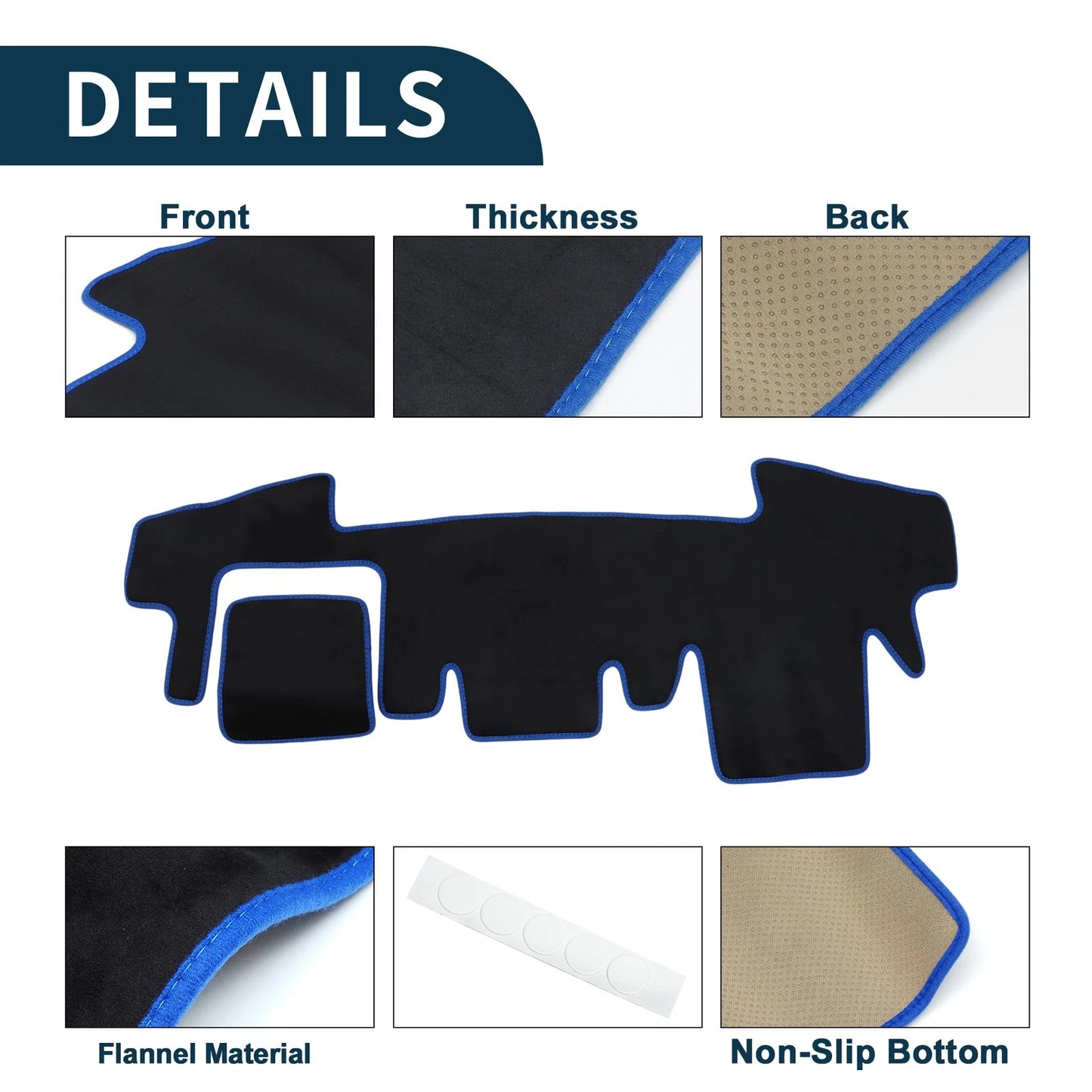 Set of 1 Dashboard Cover Mat for Daihatsu Taft LA900S/LA910S Black Blue