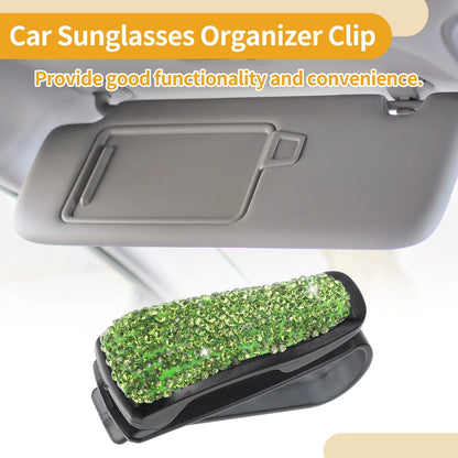 Sunglasses Clip for Universal Fit (1 Pc) - Light Green Rhinestone