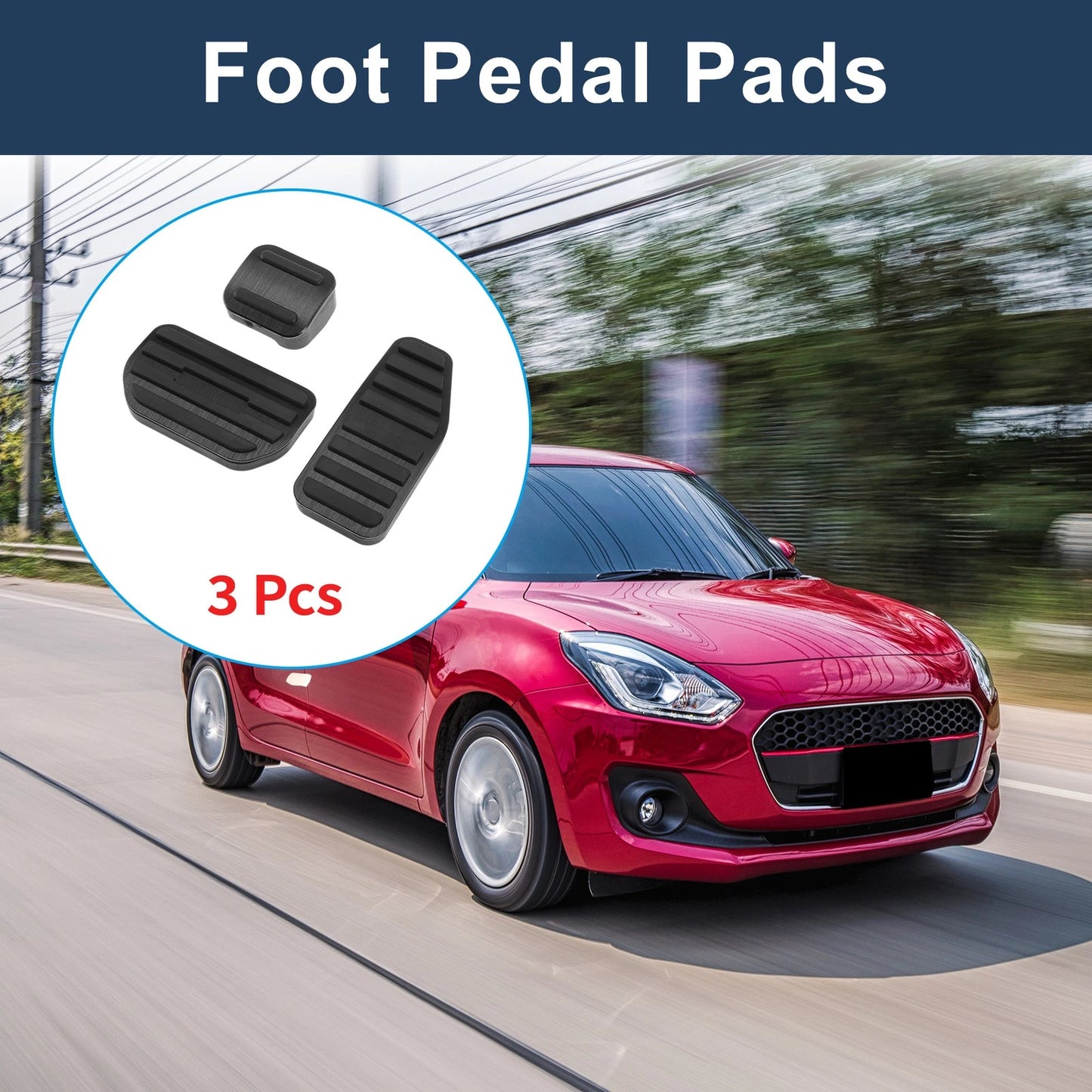 3 Pcs Accelerator Pedal Covers for Suzuki Swift (No Mark, Black)