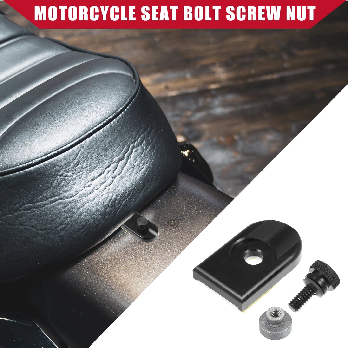 Set of 4 Motorcycle Seat Bolt Screws with Cover Nuts for Harley Davidson Dyna