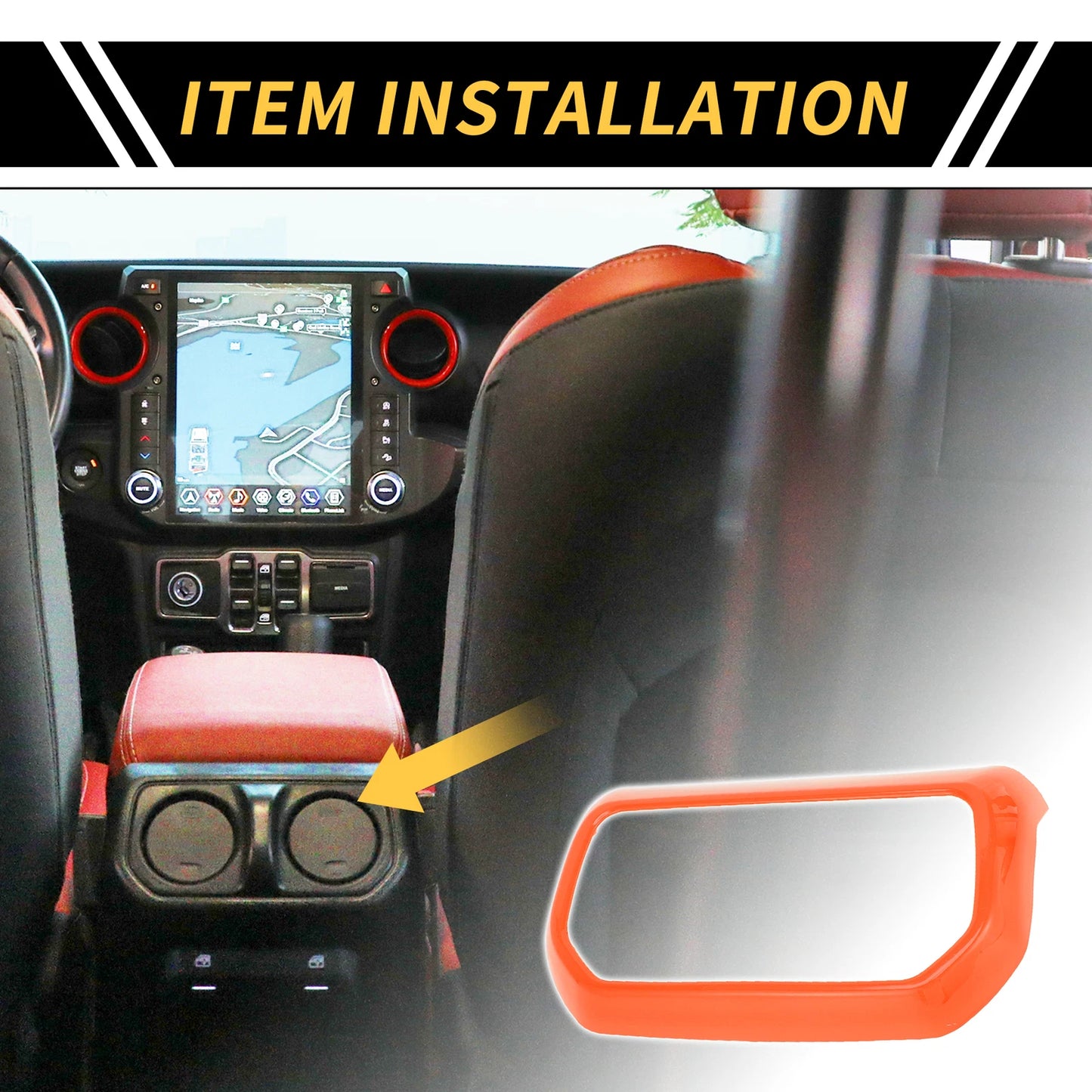 Rear Air Vent Armrest AC Outlet Panel Cover for Jeep Wrangler JL JLU (2018–2023) - Orange