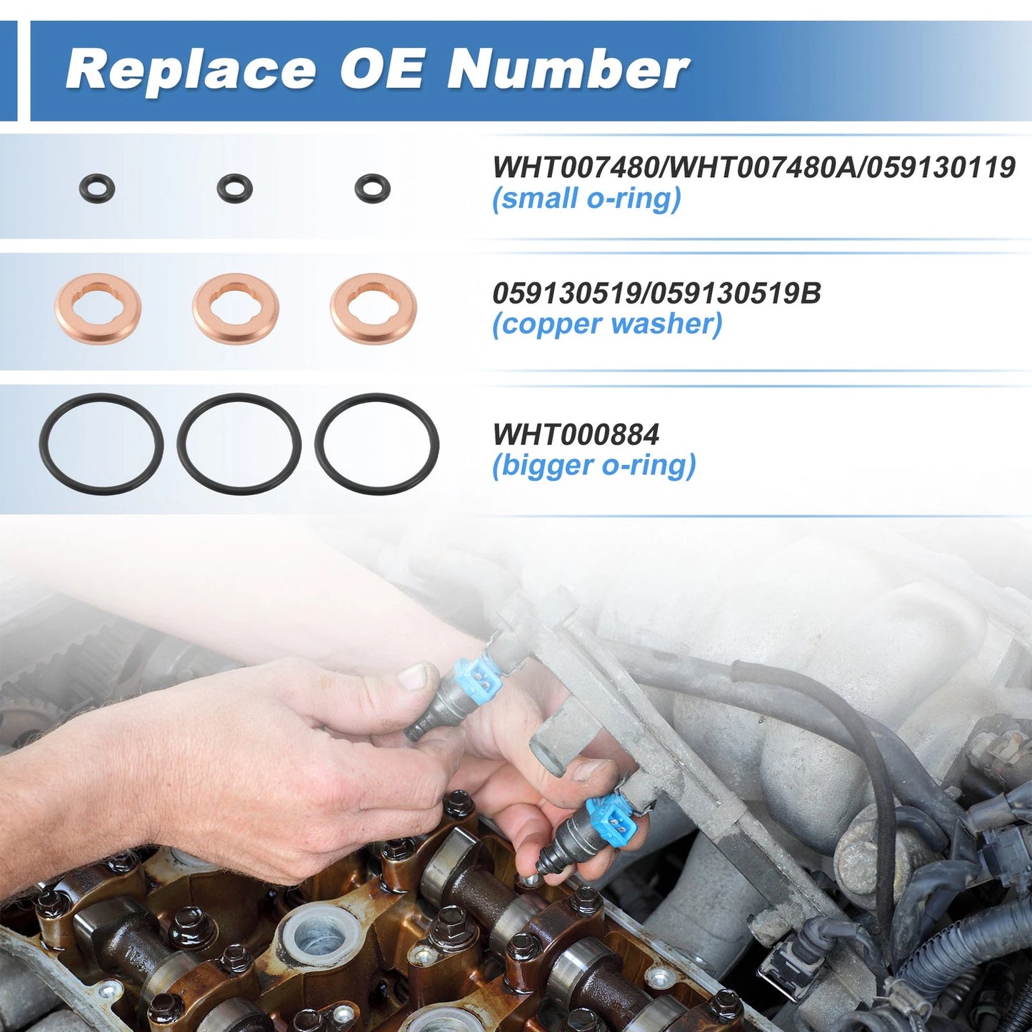 Set of 6 Fuel Injector Seal Repair Kit for Volkswagen Touareg (2011–2014)