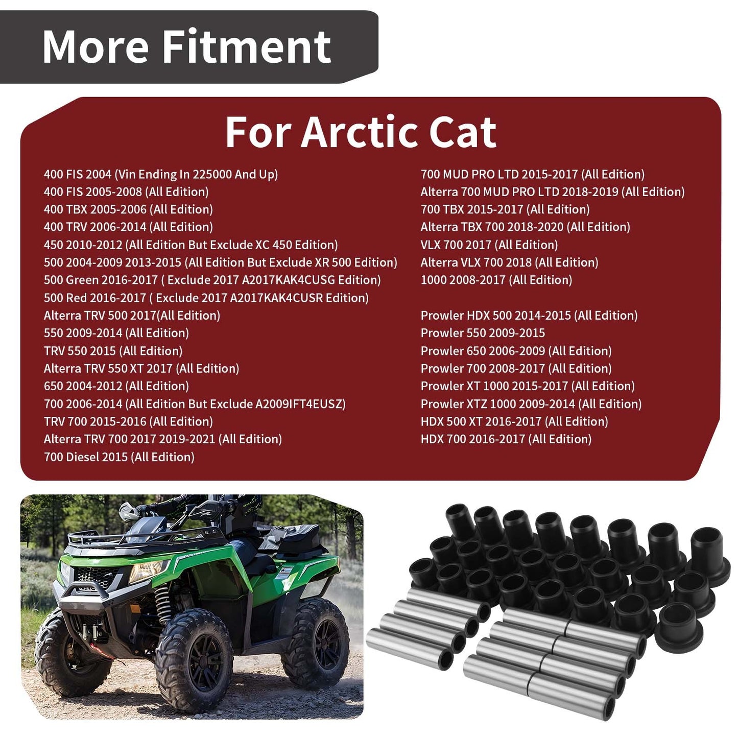 Rear A-Arm Bushings for Arctic Cat Prowler (400–1000)