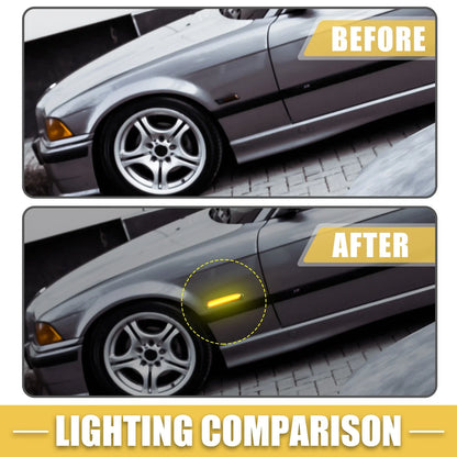 Front LED Side Marker Light for BMW Black Lens Amber Light 1 Pair