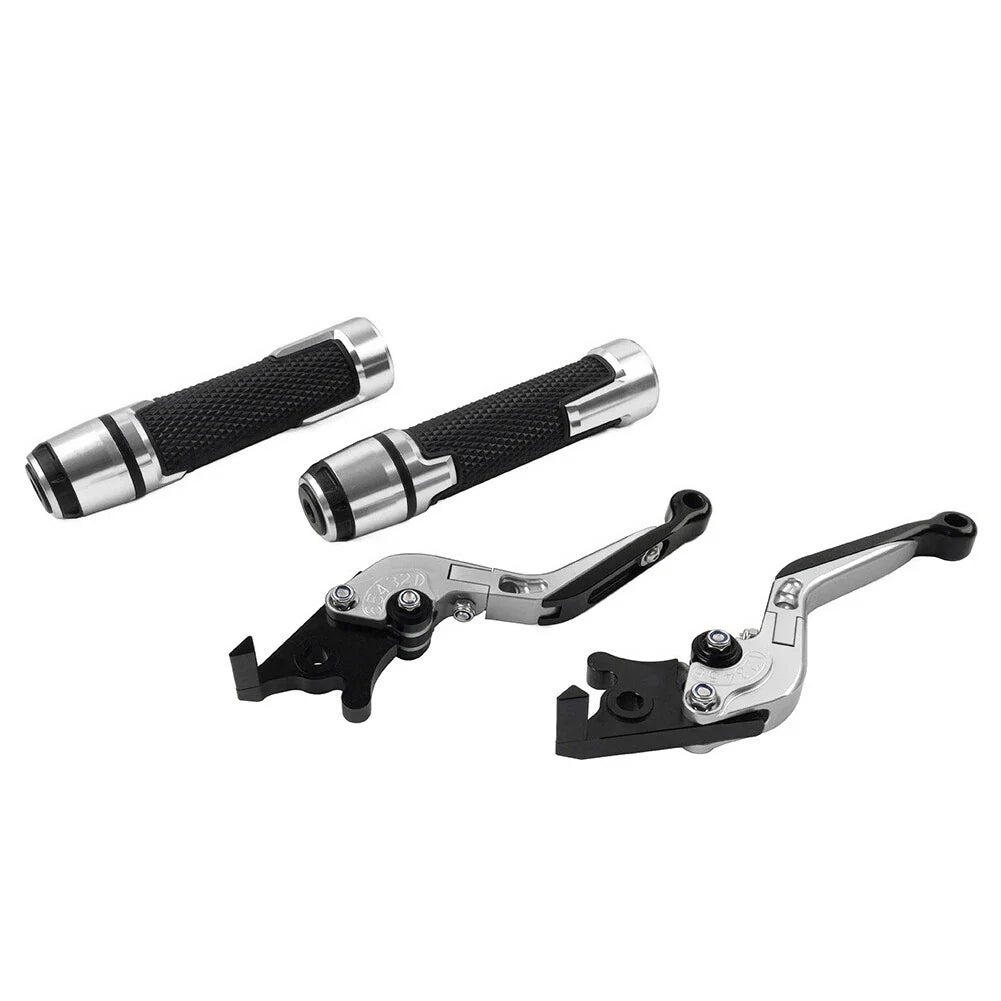 Silver Extendable Brake Clutch Levers & Handlebar Grips for Kawasaki Z900RS (2018-2023)