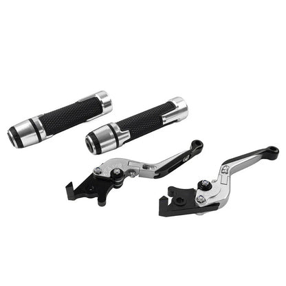 Silver Extendable Brake Clutch Levers & Handlebar Grips for Kawasaki Z900RS (2018-2023)
