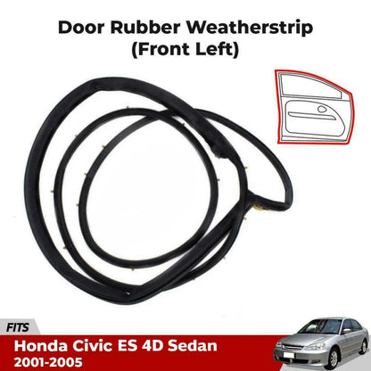 Door Rubber Seal Weatherstrip Front Left Fits Honda Civic ES 4D SED 2001-05 D06