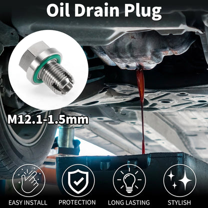 Set of 1 M12.1-1.5mm Copper Oil Drain Plug with Gasket for Car Motorcycle