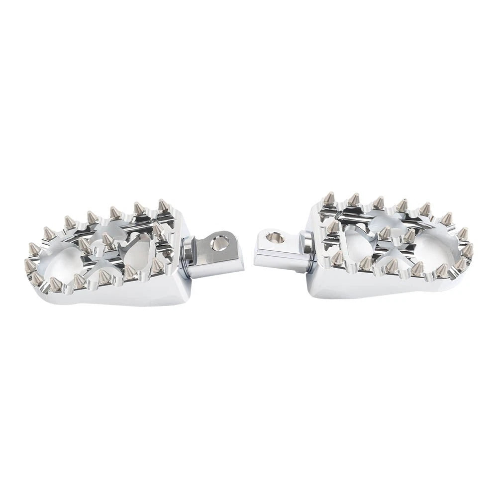 CNC Wide Fat Foot Pegs MX Style Chrome for Harley Dyna Sportster Fatboy