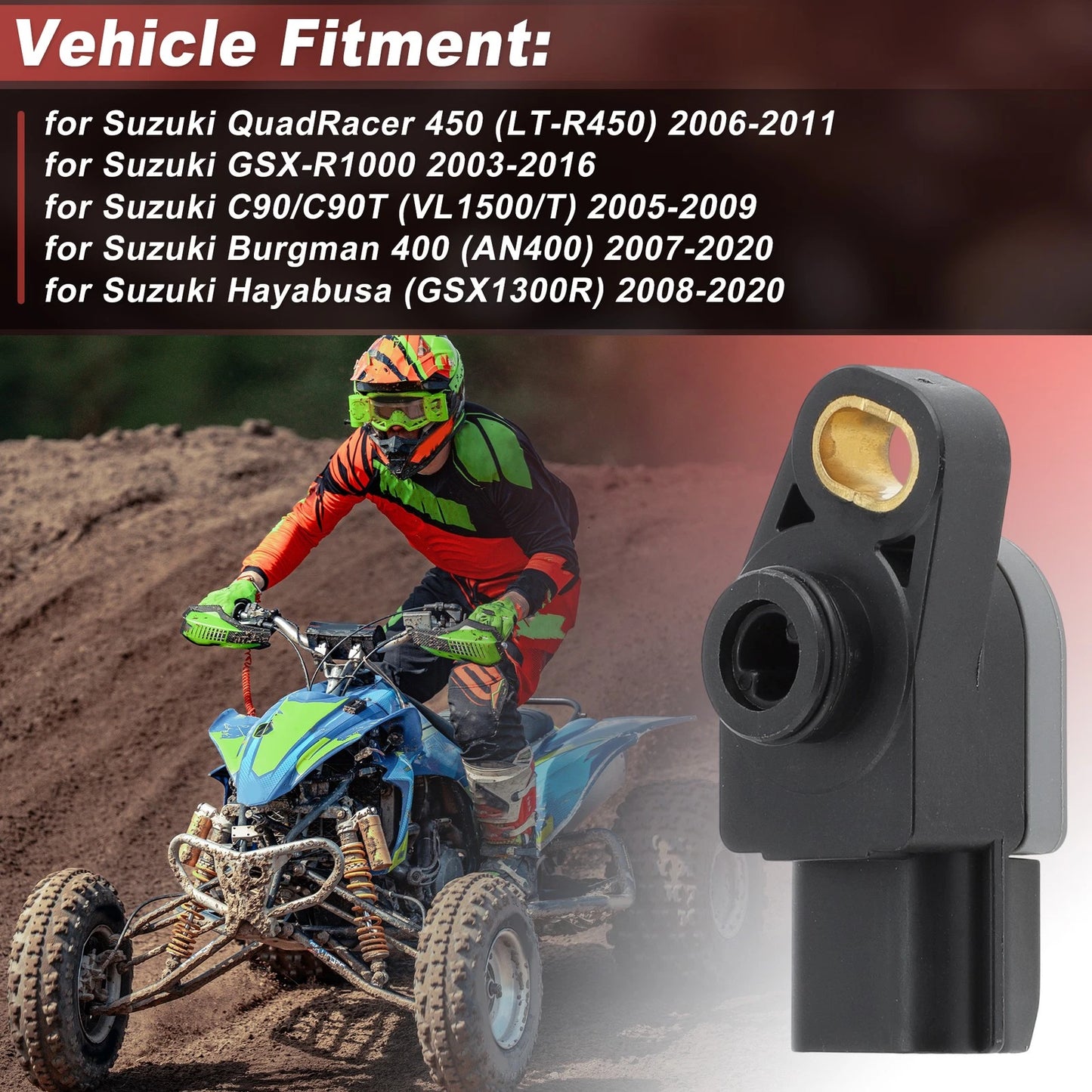 Throttle Position Sensor for Suzuki Quadracer 450 LTR450 (2006–2011) 1358018G00