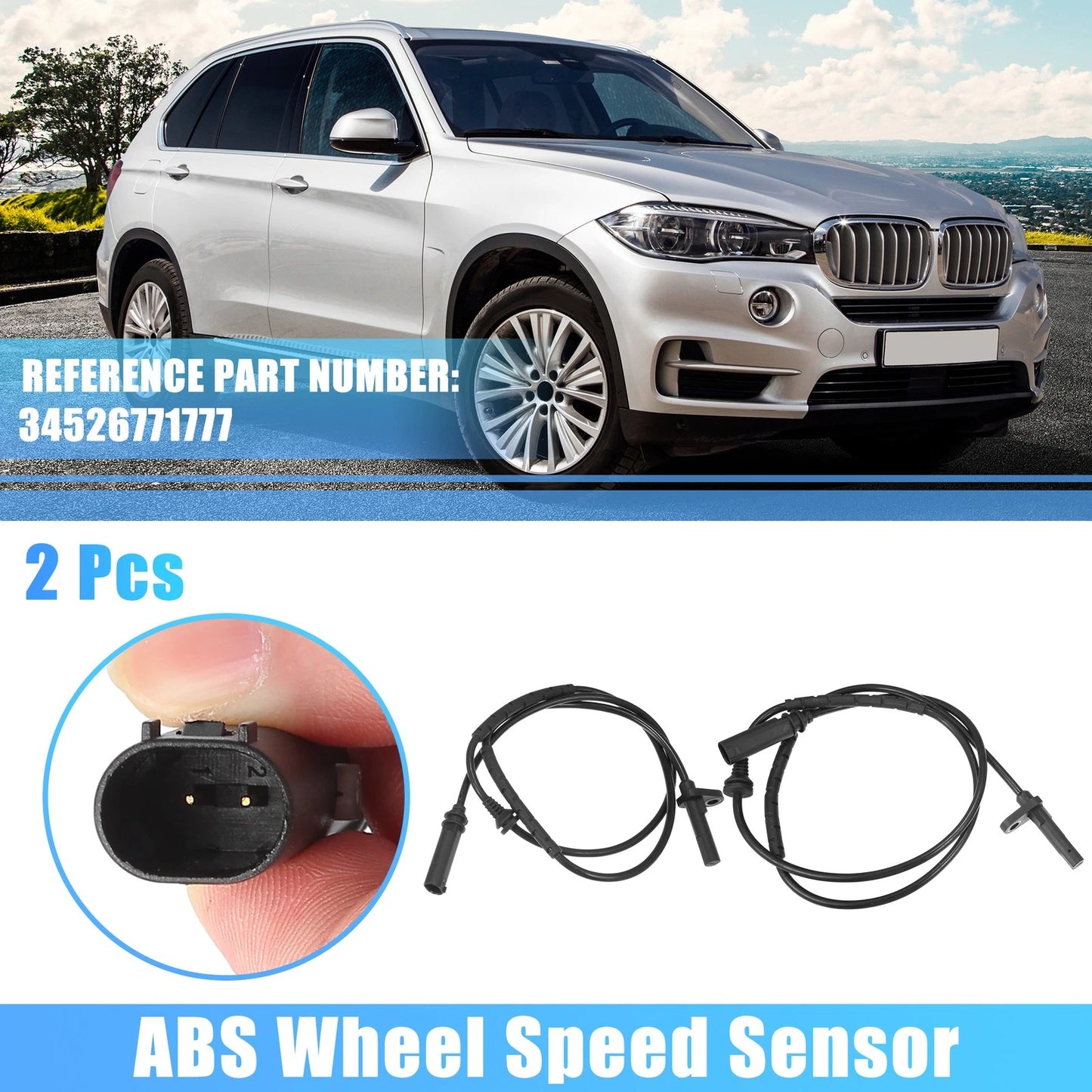 2 Pcs ABS Wheel Speed Sensor for BMW X6 (2008–2014) No. 34526771777