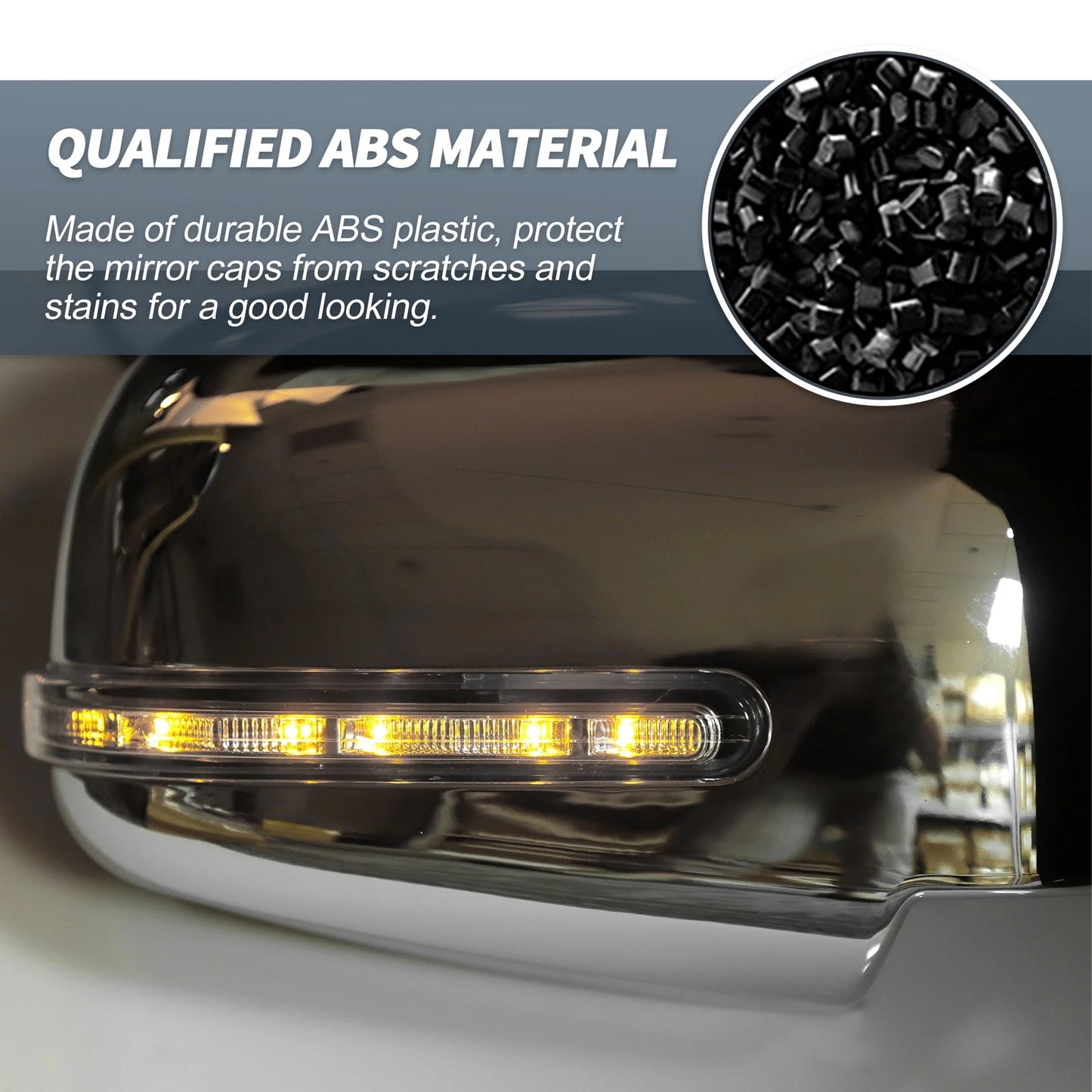 Pair Rearview Mirror Cover Overlay Chrome for Mitsubishi L200