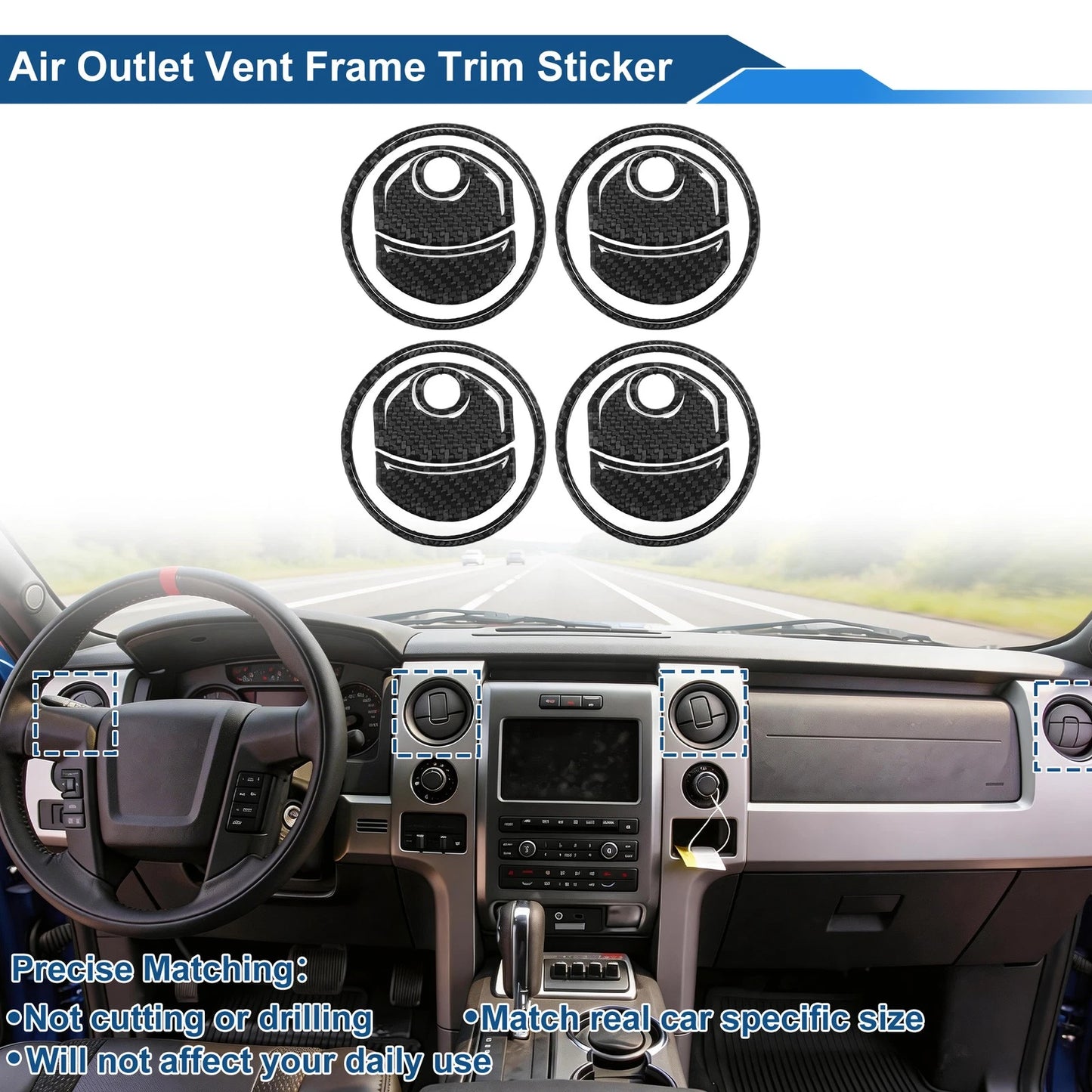 Air Condition Outlet Vent Trim Cover for Ford F150 (2015–2023) Black