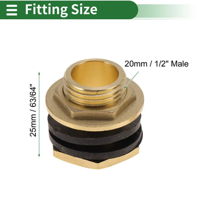 1/2" Male Brass Pipe Fittings Connector with Gasket 63/64"