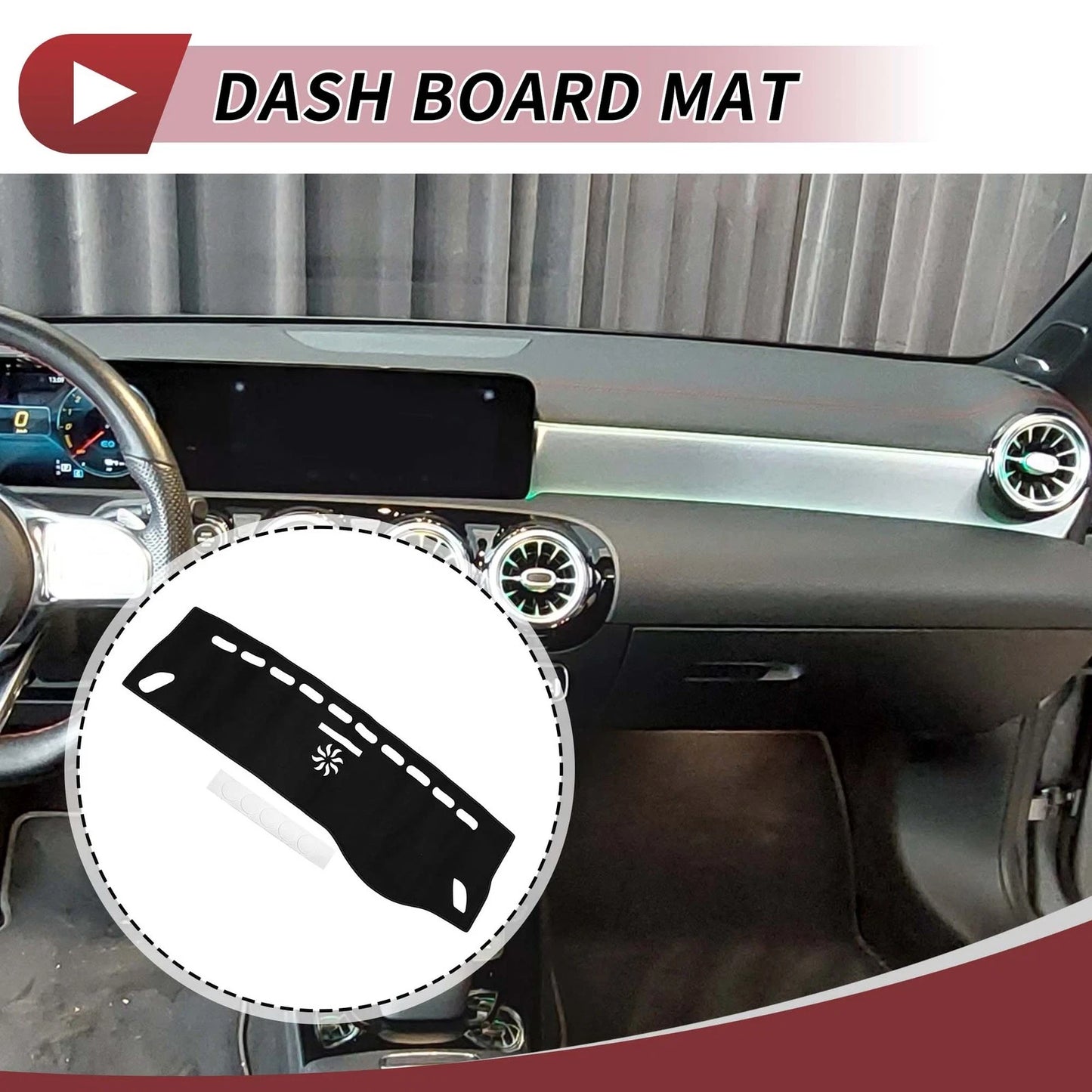 Dashboard Cover Mat for Mercedes CLA (2013–2019) Sun Protector Black
