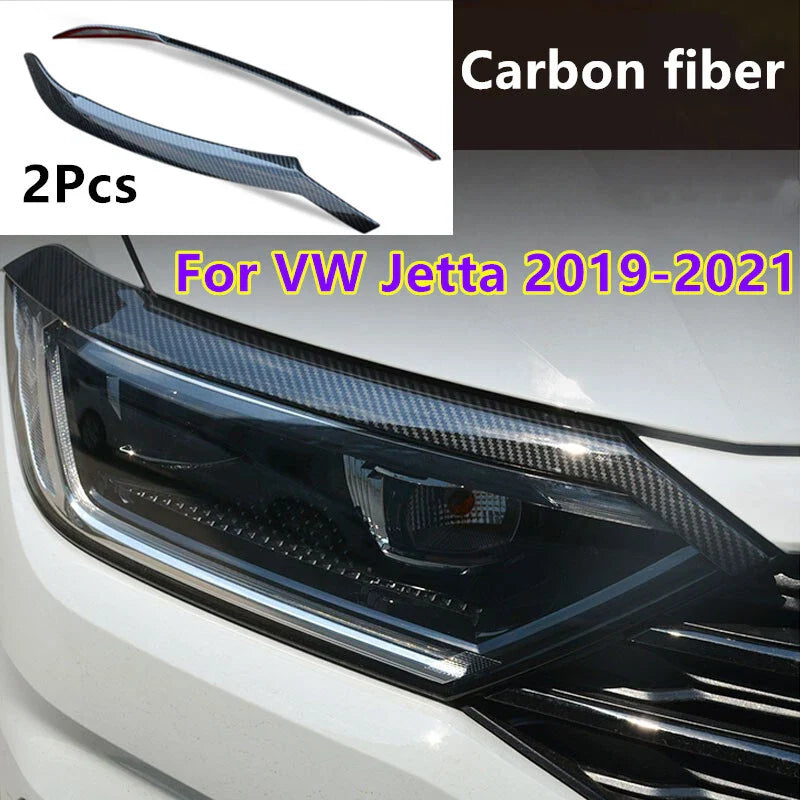 2 x Carbon fiber ABS Headlamps Brow Trim for VW Jetta (2019–2021)