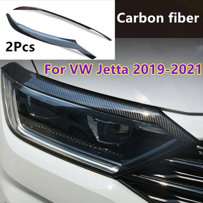 2 x Carbon fiber ABS Headlamps Brow Trim for VW Jetta (2019–2021)